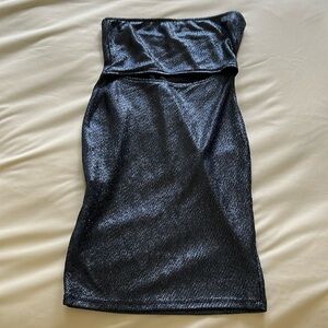 Suite Benedict Navy w/Silver Sparkles Tube Dress Size Medium Opening at Belly